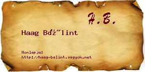 Haag Bálint névjegykártya