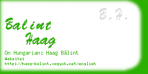 balint haag business card